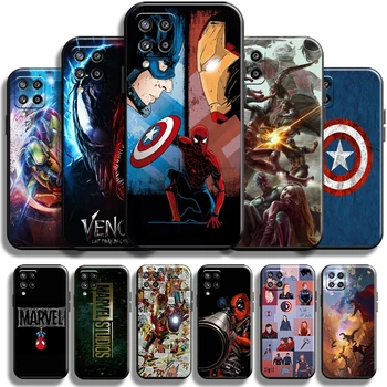 Marvel Avengers Örümcek Adam Telefon kılıfı İçin Samsung Galaxy A22 A22 5G Kapak Siyah Kılıfları Sıvı Silikon Darbeye Dayanıklı Arka Carcasa