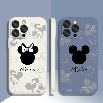 Disney Mickey ve Minnie Mouse telefon kılıfı Sıvı Halat iPhone 6 6S 7 8 artı 14 11 12 13 pro MAX 12 13 mini Funda Kapak Yumuşak