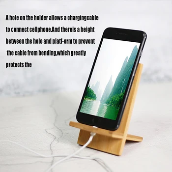 Bambu Ahşap Ayrılabilir Taşınabilir Masaüstü Cep Telefonu Tutucu İphone Huawei İçin Uygun Ev Cep Telefonu Standı Taban Aksesuarları