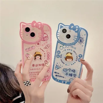 Sanrio Sevimli Karikatür Hello Kitty Yaratıcı Lens Kız Telefon Kılıfları iPhone 13 12 11 Pro Max XR XS MAX X Anti-damla Yumuşak Kapak