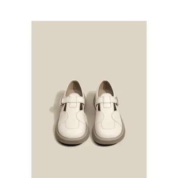 Deri Retro İngiliz Tarzı Küçük deri ayakkabı kadın 2022 Yaz Yeni Tatlı ve Serin Sıcak Kız Kalın Topuk Mary Jane Ayakkabı