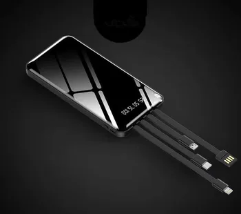 15000mAh mini taşınabilir şarj cihazı İçin Kablo ile iPhone Xiaomi Samsung harici pil şarj cihazı Taşınabilir şarj hazinesi