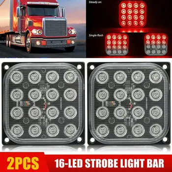 Alüminyum 16 LED kare uyarı kuyruk ışık flaş acil ışaretleyici lamba Ultra-ince Strobe ışıkları 12-24 v kamyon / araç arka lambası