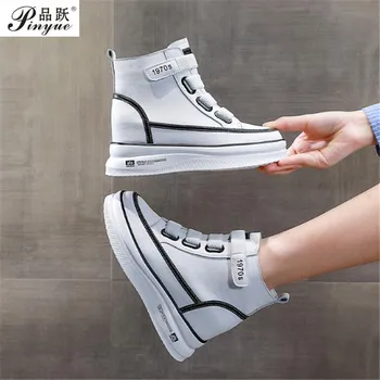 Yüksek Top Kadın Ayakkabı Rahat platform ayakkabılar Kadın Moda Sonbahar Beyaz Kalın Alt vulkanize ayakkabı Kadın Tıknaz Ayakkabı