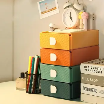 Çekmece Tipi Masaüstü saklama kutusu Kozmetik Takı saklama kutusu Çok Fonksiyonlu Kırtasiye Sıralama Çantası Ev Ofis Masası Raf