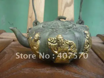 Çok nadir Ming Hanedanı Bronz Flagon / Çaydanlık,heykel Peri, ücretsiz kargo,