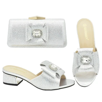 CINSSD Gümüş Renk Hafif Bayan Ayakkabıları Kraliyet Düğün parti ayakkabıları Ve Çanta iş ayakkabısı Rahat rahat ayakkabılar Çanta İle