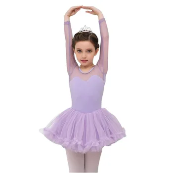 Latin Dans Elbise Çocuk Uzun kollu Tatlı Kız Uygulama Elbise Çocuklar İçin Bale Performansı Sahne Kostüm