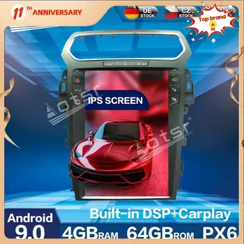 Aotsr 12.1 inç Dikey Tesla PX6 Android 9.0 RAM 4GB CARPLAY Araba Radyo Çalar Ford Explorer 2011 + İçin Araba GPS Navigasyon DSP