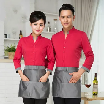 Yüksek Kaliteli İş Elbiseleri Restoran Mutfak Garson Üniforma Uzun Kollu Erkek Kadın Ceket Otel Garson İş Elbisesi