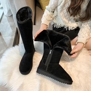 Kış 2023 Yeni Kadın Chelsea Kar Botları rahat ayakkabılar Marka Kürk Kısa Peluş Sıcak Orta buzağı Çizmeler Daireler Femme Ayakkabı Süet Botas