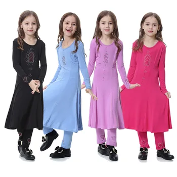 2018 Marka 2 adet / takım Kız Elbise uzun elbise Uzun Kollu Noel Elbiseler + Tayt Çocuk kız Elbise Robe Fille çocuk elbiseleri