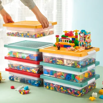 Çocuklar Yapı Taşları saklama kutusu plastik saklama kutusu Bölücüler Çıkarılabilir Kapaklar Oyuncak Depolama Organizatör Kutusu Organizador Ev Aletleri