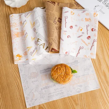50 Yaprak Yağ Geçirmez Balmumu Kağıt Burger Kızartması Ekmek Sandviç Kağıt Gıda Sarma Düğün Parti Pişirme Gömlekleri Araçları