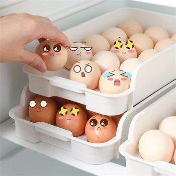 15 Izgara Mutfak Buzdolabı Yumurta Saklama Kutusu Ev Koruma Depolama Organizatör Buzdolabı İstiflenebilir Çekmece Yumurta Tutucu Tepsi