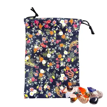 Tarot Bez çanta büzgülü torba Çiçek Desen Takı Çantası Kompozit Polar El hediye keseleri Tarot Kartları İçin Çeşitli Renkler