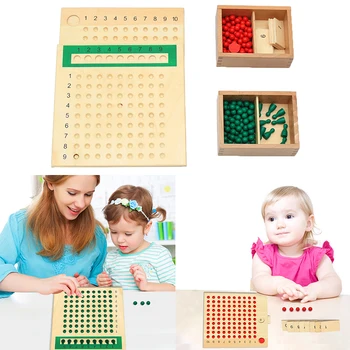 Ahşap Montessori Matematik Öğretim Yardımı Zengin Renkler Boncuk öğrenme kartı Egzersiz Eller Gözler Çocuklar Erken eğitici oyun Oyuncak