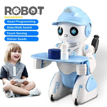 Akıllı Programlama Teslimat RC Robot Dokunmatik Algılama Kayma / Yürüyüş Anahtarı Bir Anahtar Demo Şarkı Dans Elektrikli RC Robot Oyuncak Çocuklar İçin