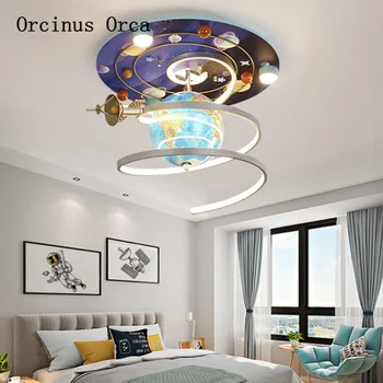 Karikatür yaratıcı uzay yıldız tavan lambası çocuk yatak odası çocuk odası lamba astronomik küre tavan lambası