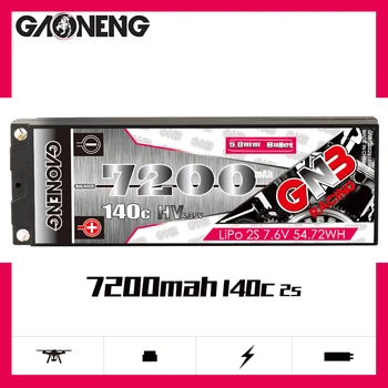 Gaoneng GNB 2S1P 7200 mAh 7.6 V 140C / 280C Düşük Profil Hard Case HV LiPo Pil Paketi 5.0 mm Bullet Fiş İçin 1:10 1/10 RC Araba Tekne
