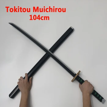 104cm iblis avcısı 1: 1 Silah Tokitou Muichirou Sowrd Kimetsu hiçbir Yaiba Kılıç Cosplay Ninja Bıçak Silah Prop Anime Modeli