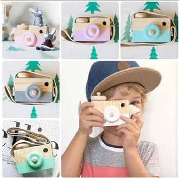 Mini Sevimli Doğum Günü Hediyeleri Oyuncaklar Kameralar Ahşap Kamera Oyuncaklar Güvenli Doğal Oyuncak Bebek Çocuklar İçin Moda Giyim Aksesuar Oyuncaklar