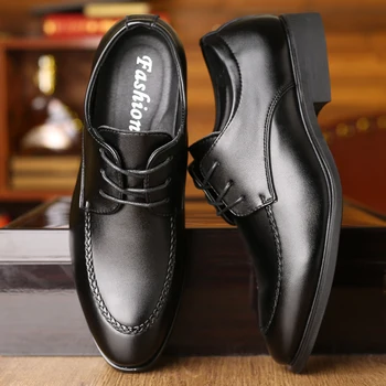 Zarif İş Ofis deri ayakkabı Erkekler Siyah Lace Up Düğün sosyal ayakkabı Konfor Tasarımcı Resmi Ayakkabı erkek klasik ayakkabı