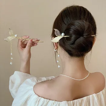 Vintage Kelebek Saç Tokası Kadınlar İçin Antika Balık Kuyruğu Sopa Kız Saç Tokası Kostüm Çin saç aksesuarları Pimleri MY15