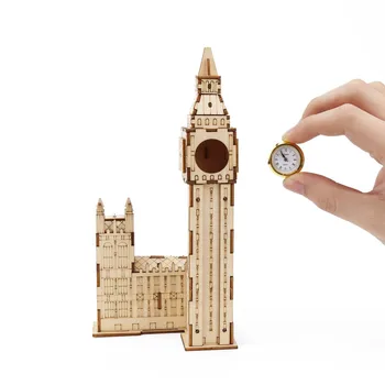 3D Modeli Yapı Kitleri Ahşap Bulmaca Saat Big Ben Mekanik Yapı Oyuncak Ahşap İzle Odası Dekorasyon Yetişkinler Çocuklar İçin Çocuk