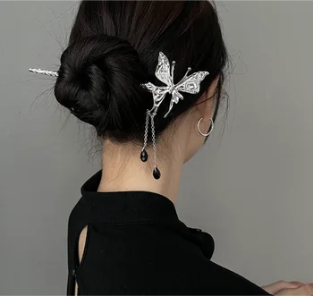 Bakır alaşımlı sıvı metal kelebek kristal basit tasarım saç aksesuarları kadınlar için moda takı (5 adet ücretsiz kargo)