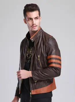 erkek deri ceket ınce motosiklet ceket erkekler ceketler standı yaka elbise kişiselleştirilmiş jaqueta de couro sokak moda kahverengi