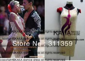 Yeni Varış,boncuk saçak elbise, KAKA-L130363, lycar kumaş Latin dans giyim, tango salsa samba rumba chacha latin dans elbise