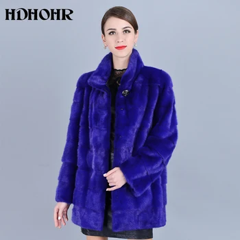 HDHOHR 2022 Yeni Doğal Vizon Kürk Palto Kadınlar Sıcak Kalın Hakiki Kürk Parkas Kalın Kış kaliteli Gerçek Vizon ceketler Kadın