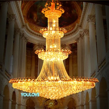 Modern Altın Kristal Avizeler Işıklar Fikstürü Amerikan Büyük Altın Kristal Droplight Ev Kapalı Salonu aydınlatma D120cm * 180 cm