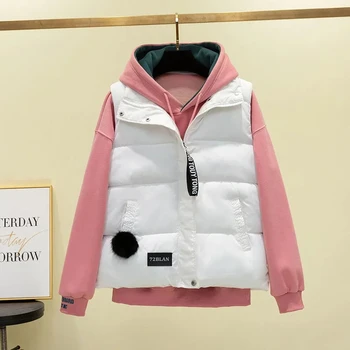 2022 Sonbahar / Kış Sıcak Yelek Ceket Kadın Yatak Açma Yaka Yelek Moda Pamuk Kısa Yelek Yelek Kadın Kolsuz Ceket Ceket