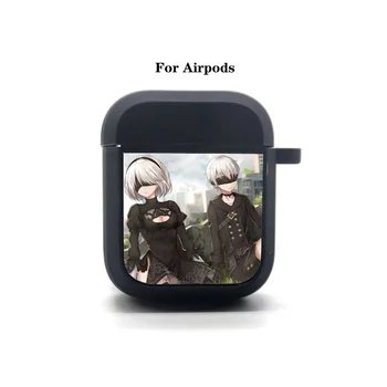 Anime NieRAutomata AirPods 2 kılıf Kapak Apple AirPods 2 Kulaklık çantası Yumuşak Silikon Bluetooth Koruyucu kulaklık kutusu