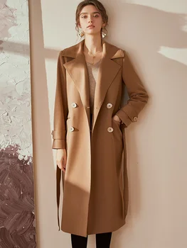 mizaç deve rüzgarlık kadın yeni kış entelektüel gevşek dantel up kalınlaşmış sıcak orta ve uzun ceket