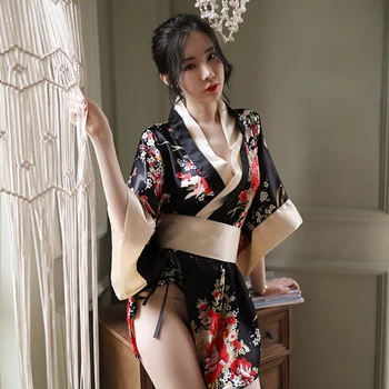 Japon Tarzı Yukata Bornoz Sevimli Kimono Üniforma Sakura Kız Kadınlar Çiçek Baskı Haori Japonya Cosplay Kostüm Kimono Elbise