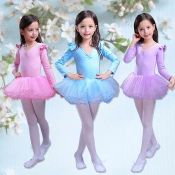 Uzun Kollu Çocuk Bale Dans Elbise Kız Jimnastik Leotard Rekabet Kostüm Çocuklar Latin Dans Giyim Paten Elbise 89