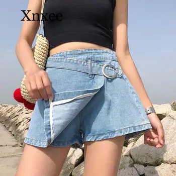 Mavi Yaz Yeni Moda Şort pantolon Denim Kore Tarzı kadın kısa pantolon Kadın kısa kot pantolon Kore Tarzı Kadın Denim