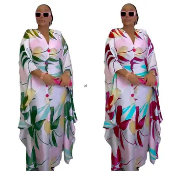Afrika Dashiki Baskı Uzun Elbiseler Kadınlar İçin Artı Boyutu Boubou 2023 Bahar Yeni Maxi Elbise Türkiye Nijeryalı Parti Kıyafetleri Abayas
