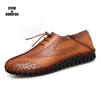 El yapımı Hakiki Deri Erkek Ayakkabı Rahat Lüks Marka erkek mokasen ayakkabıları Moda Nefes sürüş ayakkabısı Moccasins Üzerinde Kayma