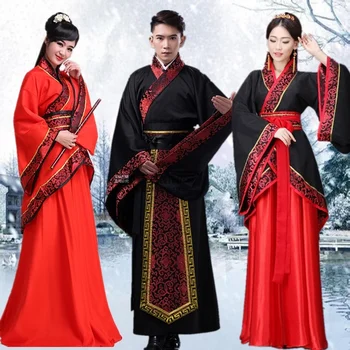 Hanfu Ulusal Çin dans kostümü Erkekler Antik Cosplay Geleneksel Çin Giyim Kadınlar için Hanfu Elbise Bayan Sahne Elbise