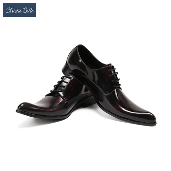 Christia Bella İngiliz Parti Erkekler Brogue Ayakkabı Gerçek Deri Oxford Ayakkabı Iş Ofis Lace Up Resmi Ayakkabı Erkek Ayakkabı