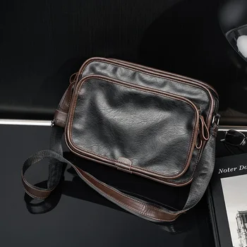PU deri postacı çantası Erkekler İçin Vintage Casual Büyük Kapasiteli Omuz Paketi 2022 Moda Klasik İş Crossbody Çanta