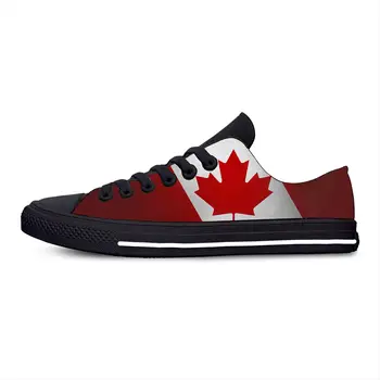 Kanada Kanada Bayrağı Yurtsever Gurur Komik Moda Rahat Bez Ayakkabı Düşük Üst Rahat Nefes 3D Baskı Erkek Kadın Sneakers