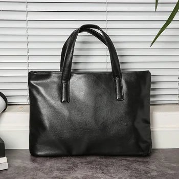 Yeni Basit Tasarım Erkek Çanta Iş Rahat Evrak Çantası Erkekler Katı Deri Hafif laptop çantası Erkek En saplı çanta Bolsas