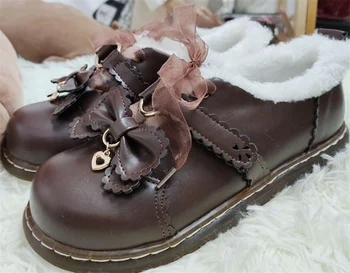 Japon Yuvarlak Kafa Artı Kabarık Ayakkabı Sevimli Kalın alt Lolita Kız Ayakkabı Yumuşak Kardeş Lolita Ayakkabı Kadın Sıcak Tutmak Cosplay
