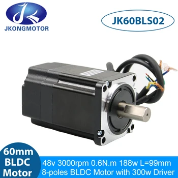 Jkongmotor 48 V 188 W 0.6 N. m 4000 rpm 99mm 3 fazlı DC fırçasız motor JK60BLS02 BL DC Motor ve JKBLD300 300 w DC Motor Sürücü