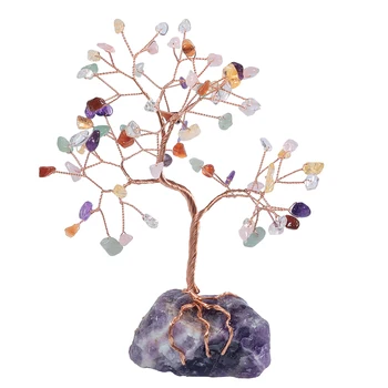Doğal Florit Kristal Taş Ağacı Ham Ametist Taban Şanslı Para Ağacı Feng Shui Odası Dekor Ev Süsler
